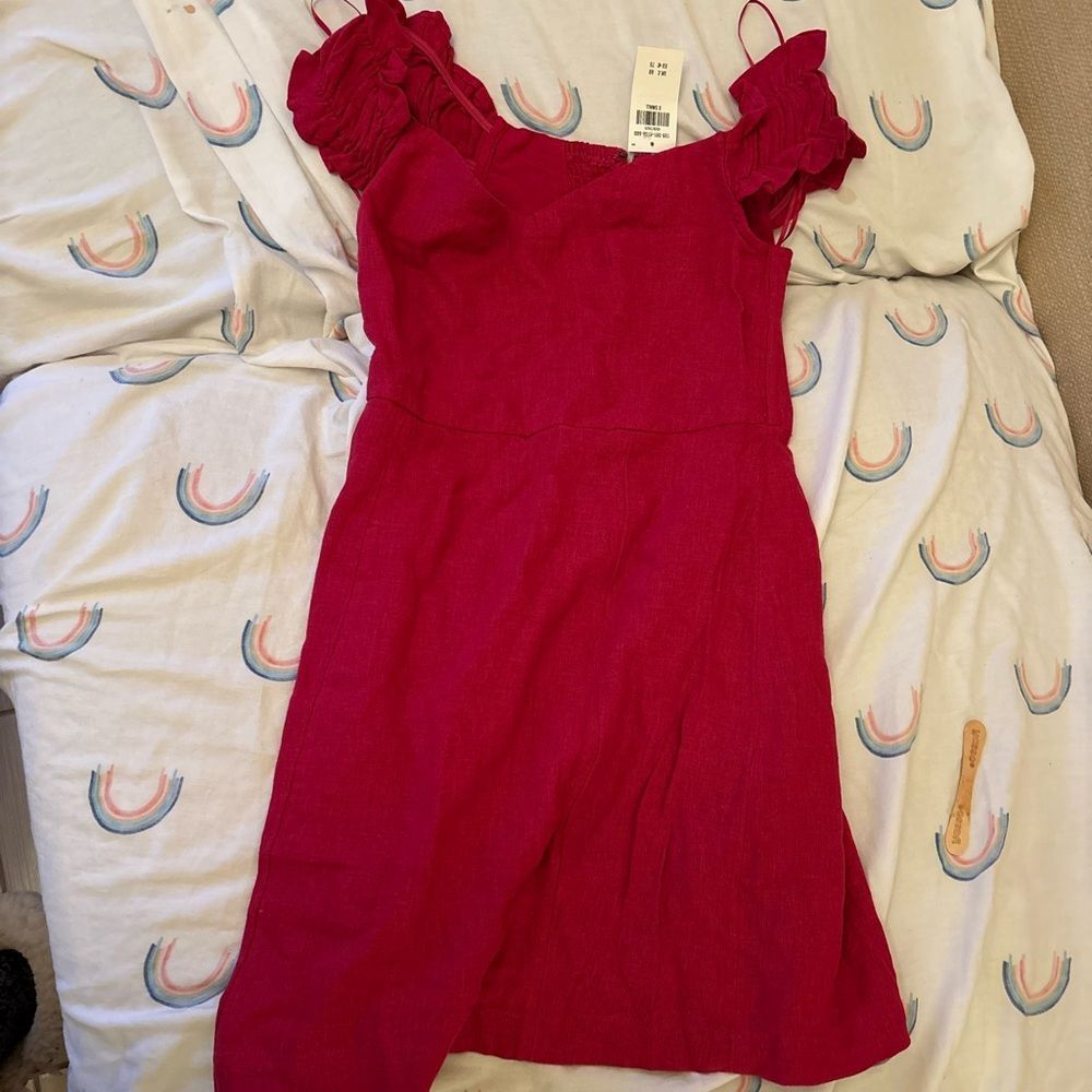 Red Ruffled Sleeveless Dress Abercrombie